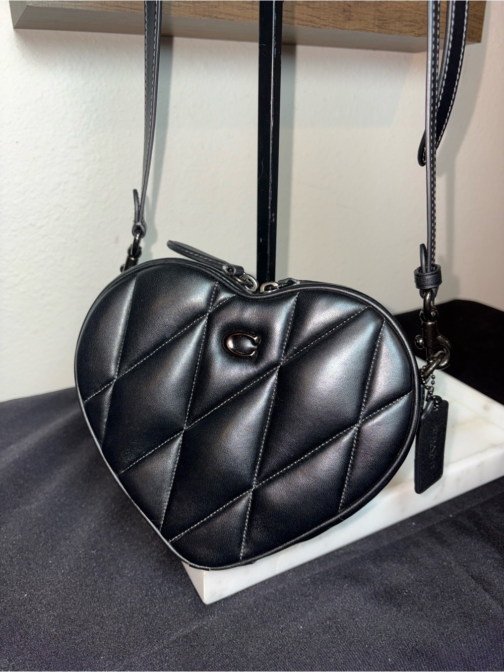 Coach Quilted Heart Crossbody Bag Black